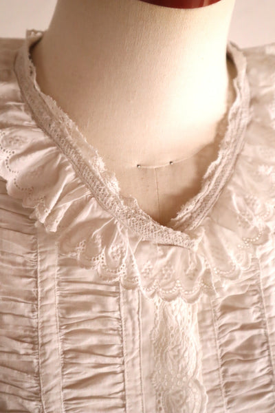 1890s–1900s French Edwardian White Cotton Dress
