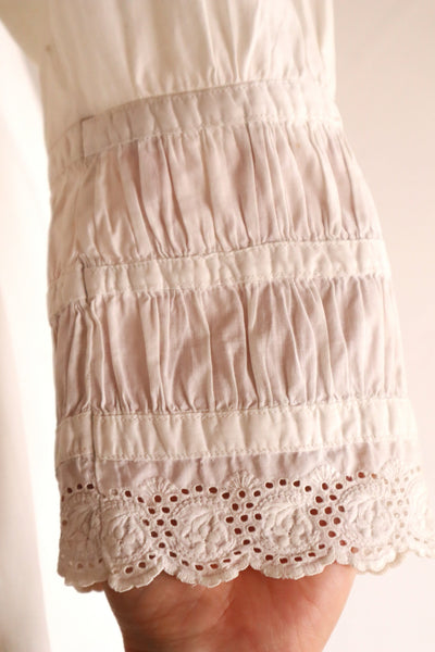 1890s–1900s French Edwardian White Cotton Dress