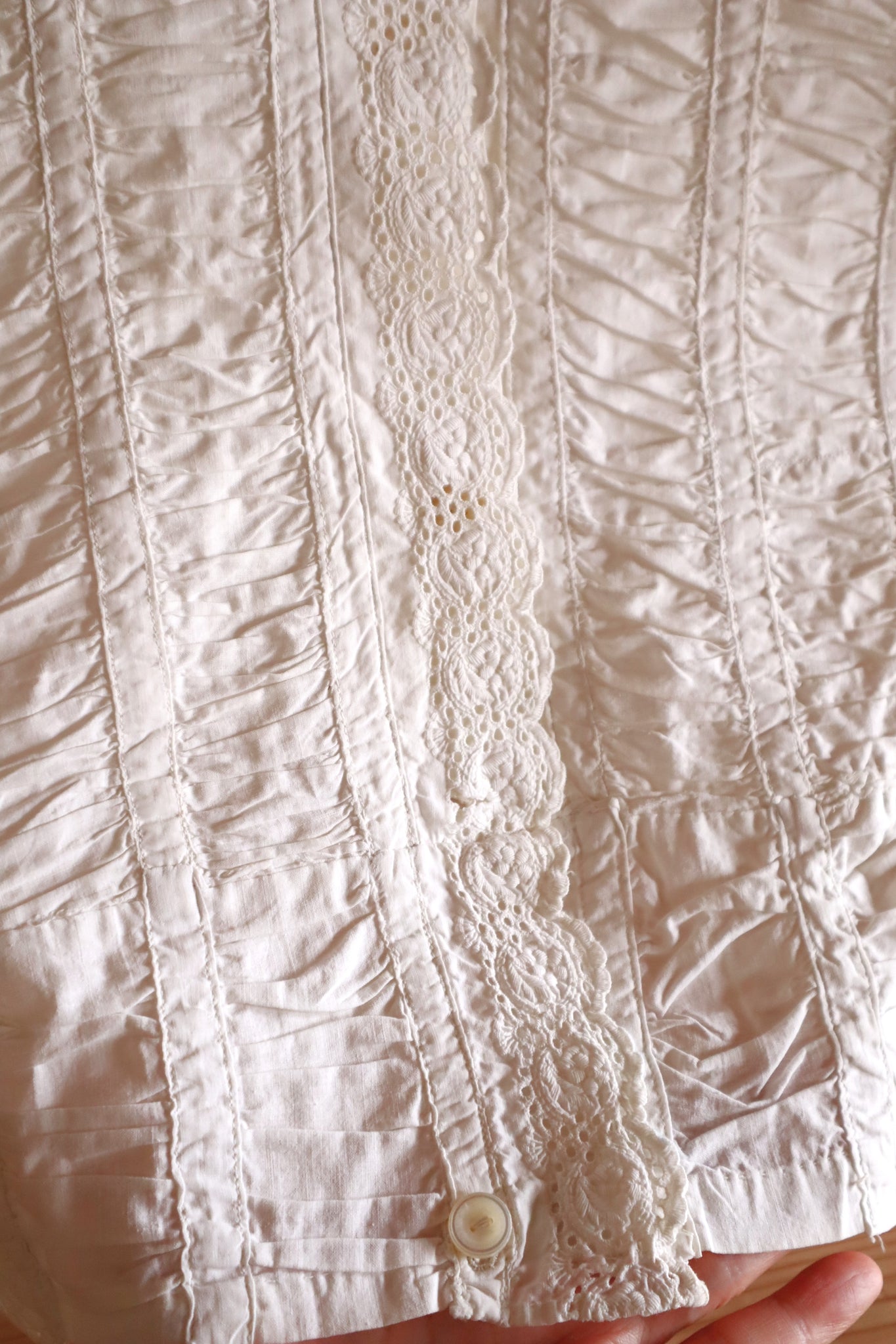 1890s–1900s French Edwardian White Cotton Dress