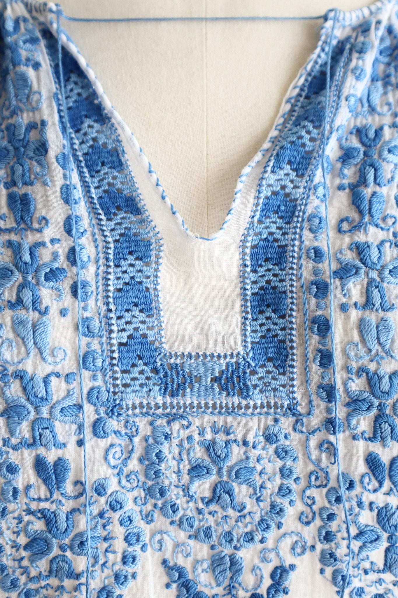 Late 1930s Hungarian Hand Embroidered Smocked Blouse