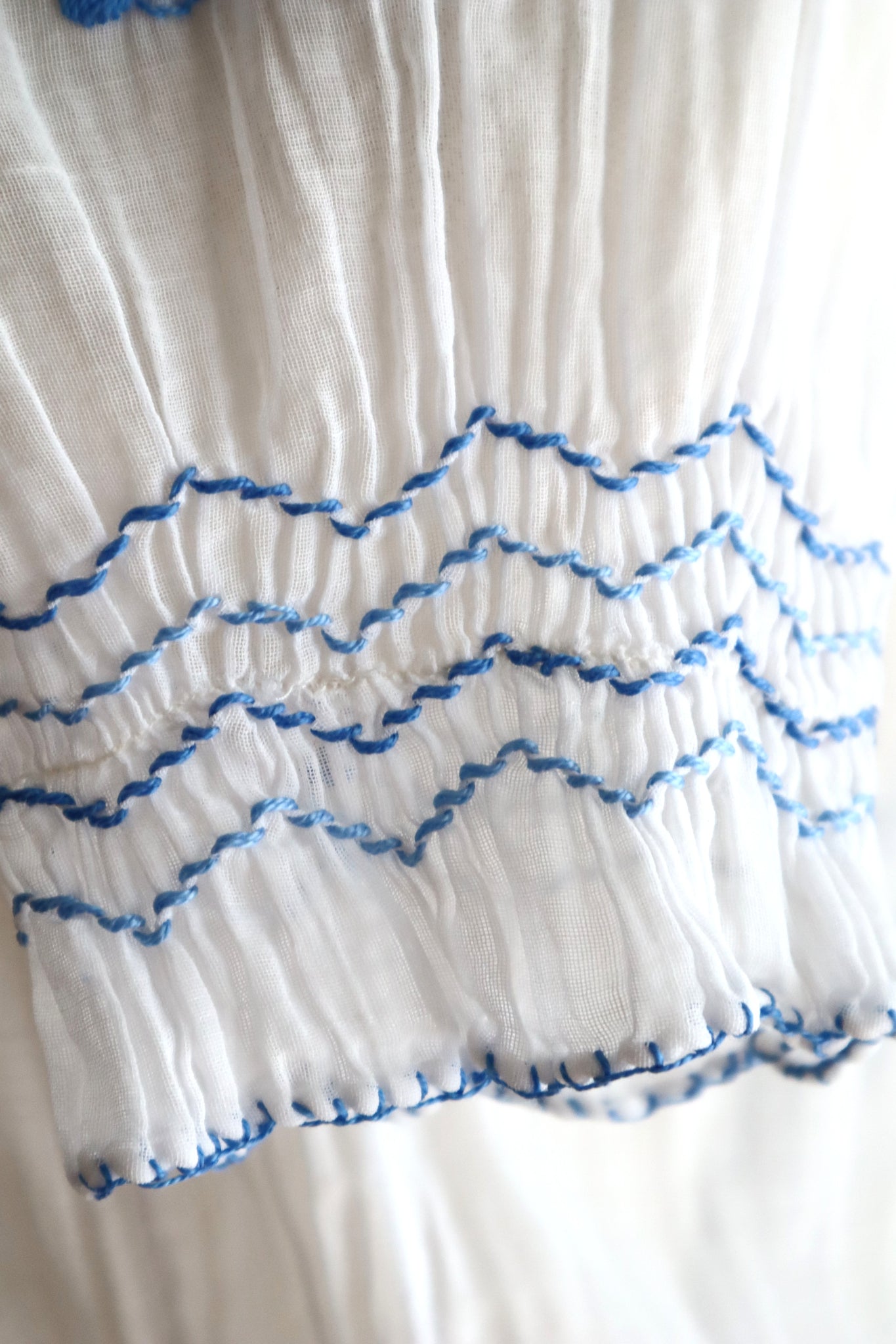 Late 1930s Hungarian Hand Embroidered Smocked Blouse