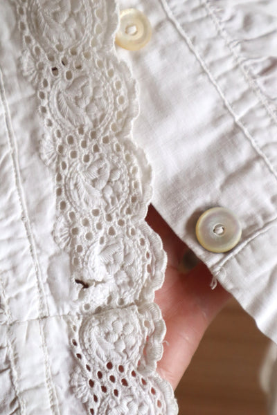 1890s–1900s French Edwardian White Cotton Dress