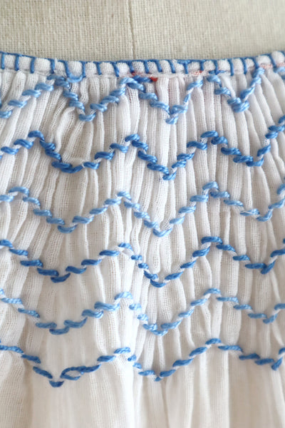 Late 1930s Hungarian Hand Embroidered Smocked Blouse