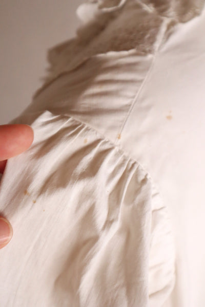 1890s–1900s French Edwardian White Cotton Dress
