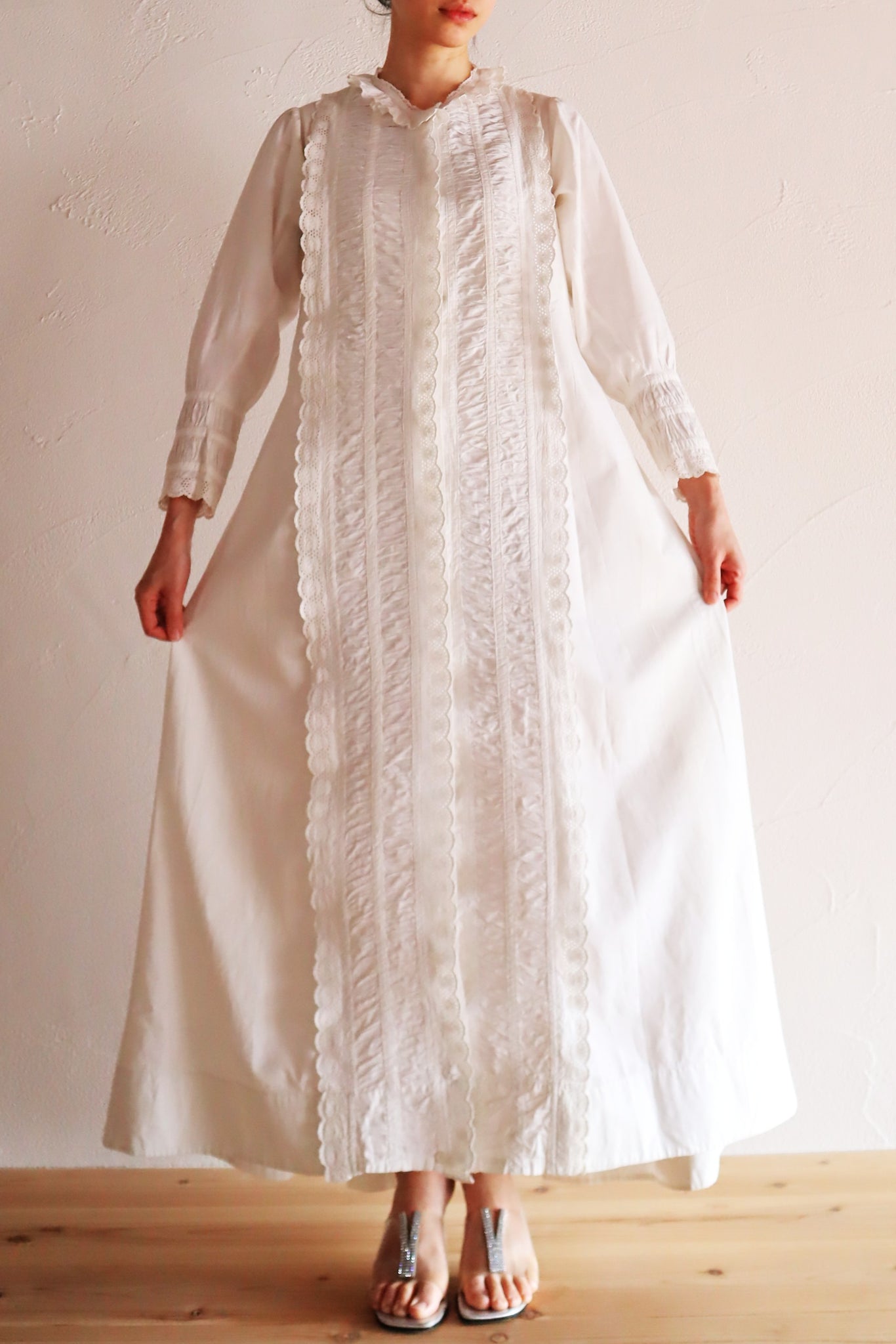 1890s–1900s French Edwardian White Cotton Dress