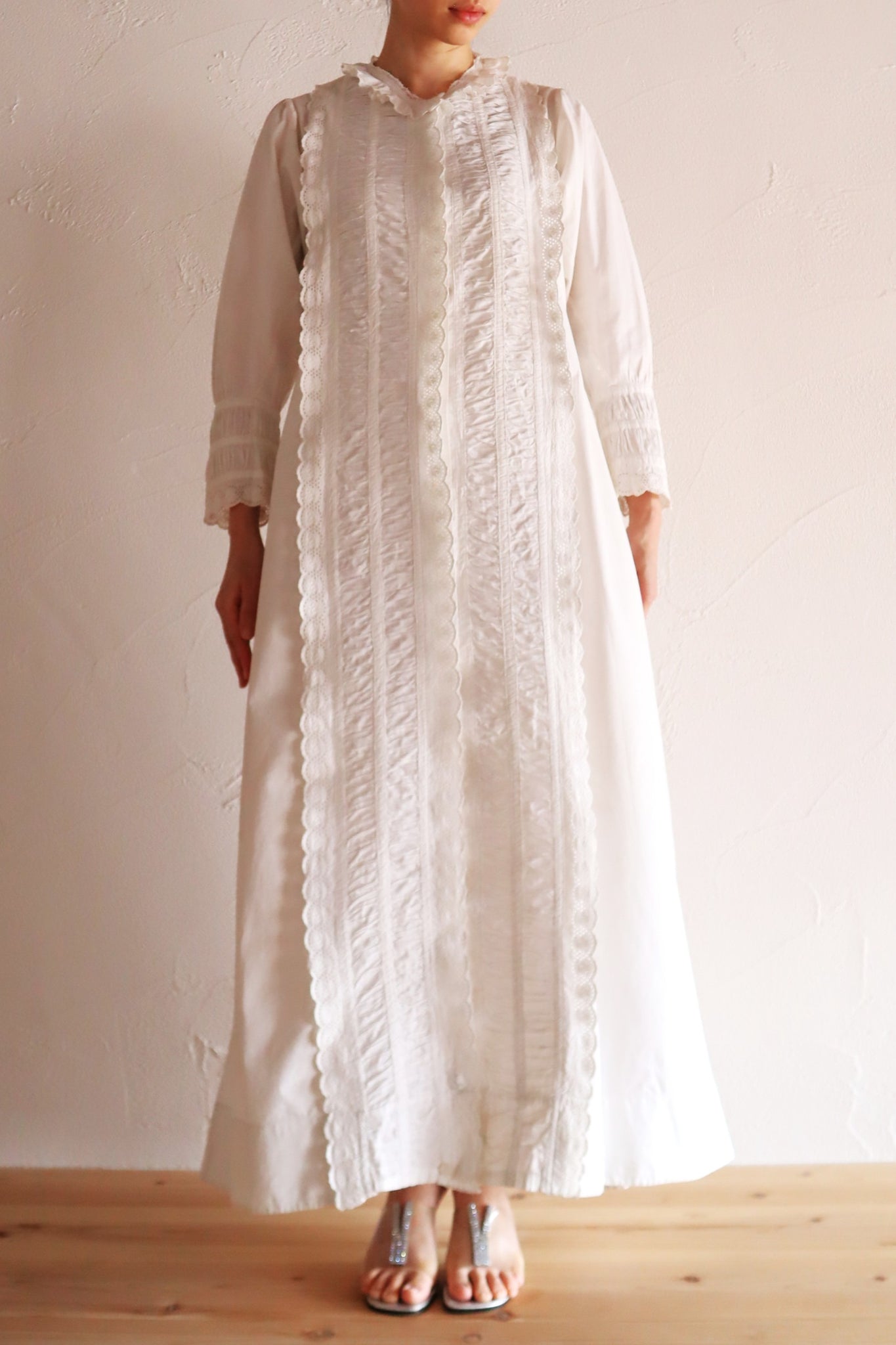 1890s–1900s French Edwardian White Cotton Dress