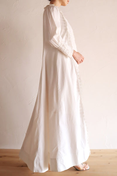 1890s–1900s French Edwardian White Cotton Dress