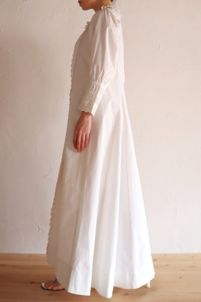 1890s–1900s French Edwardian White Cotton Dress