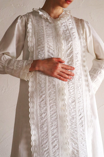 1890s–1900s French Edwardian White Cotton Dress