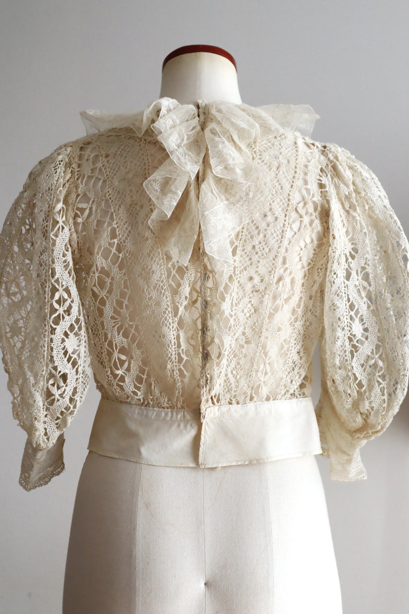 1900s–1910s Belgian Bobbin Lace Linen Blouse