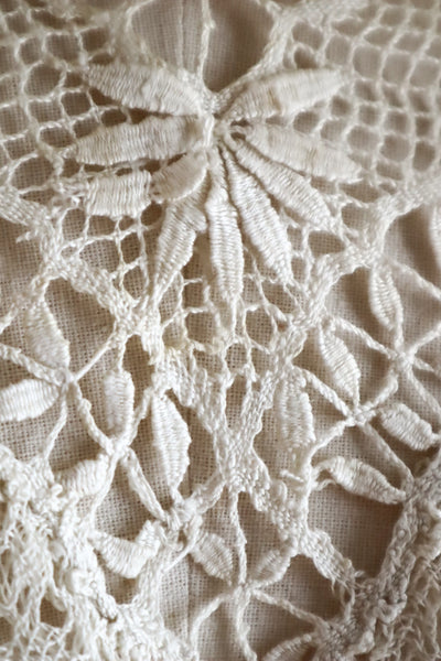 1900s–1910s Belgian Bobbin Lace Linen Blouse