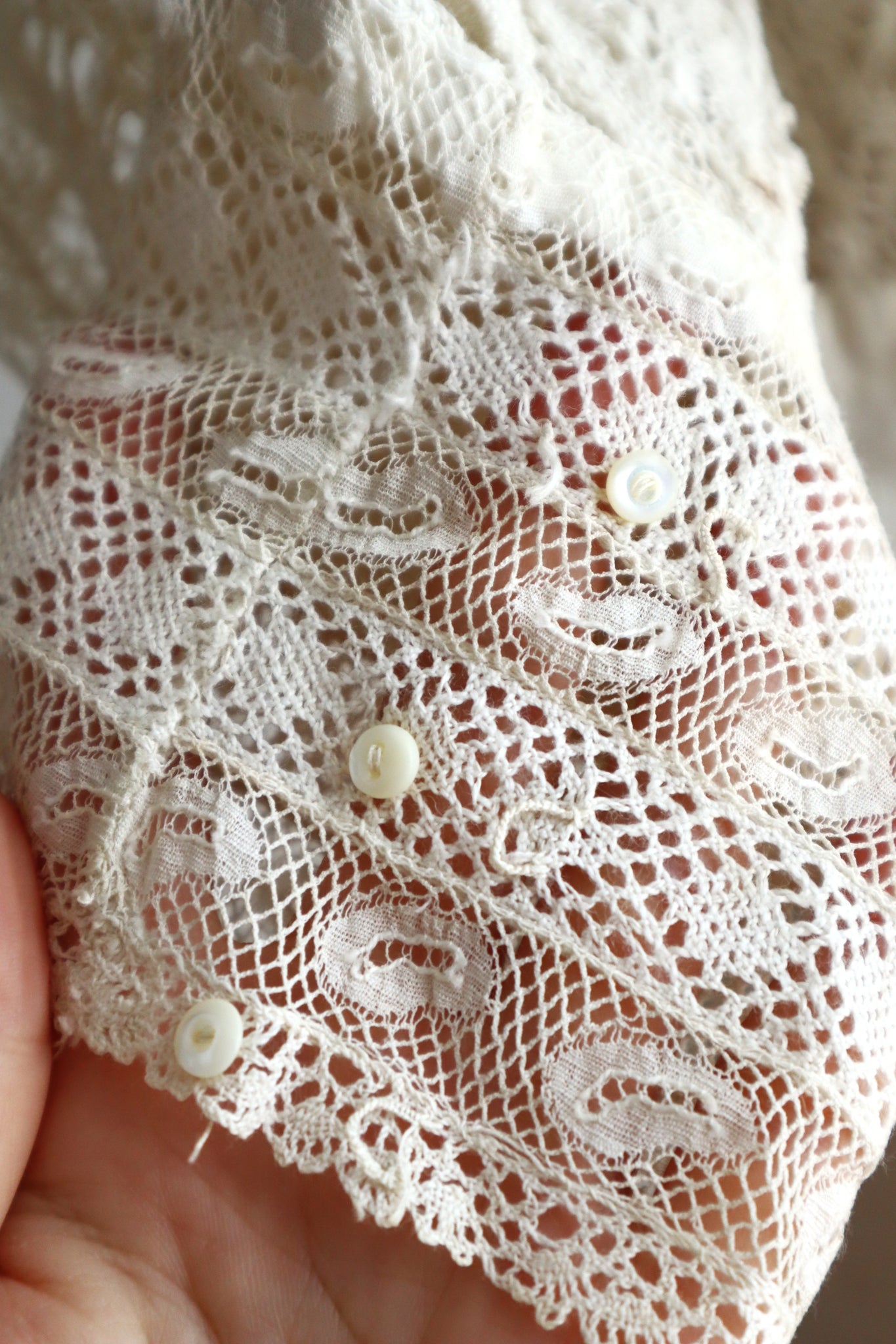 1900s–1910s Belgian Bobbin Lace Linen Blouse