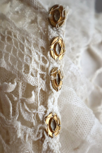 1900s–1910s Belgian Bobbin Lace Linen Blouse