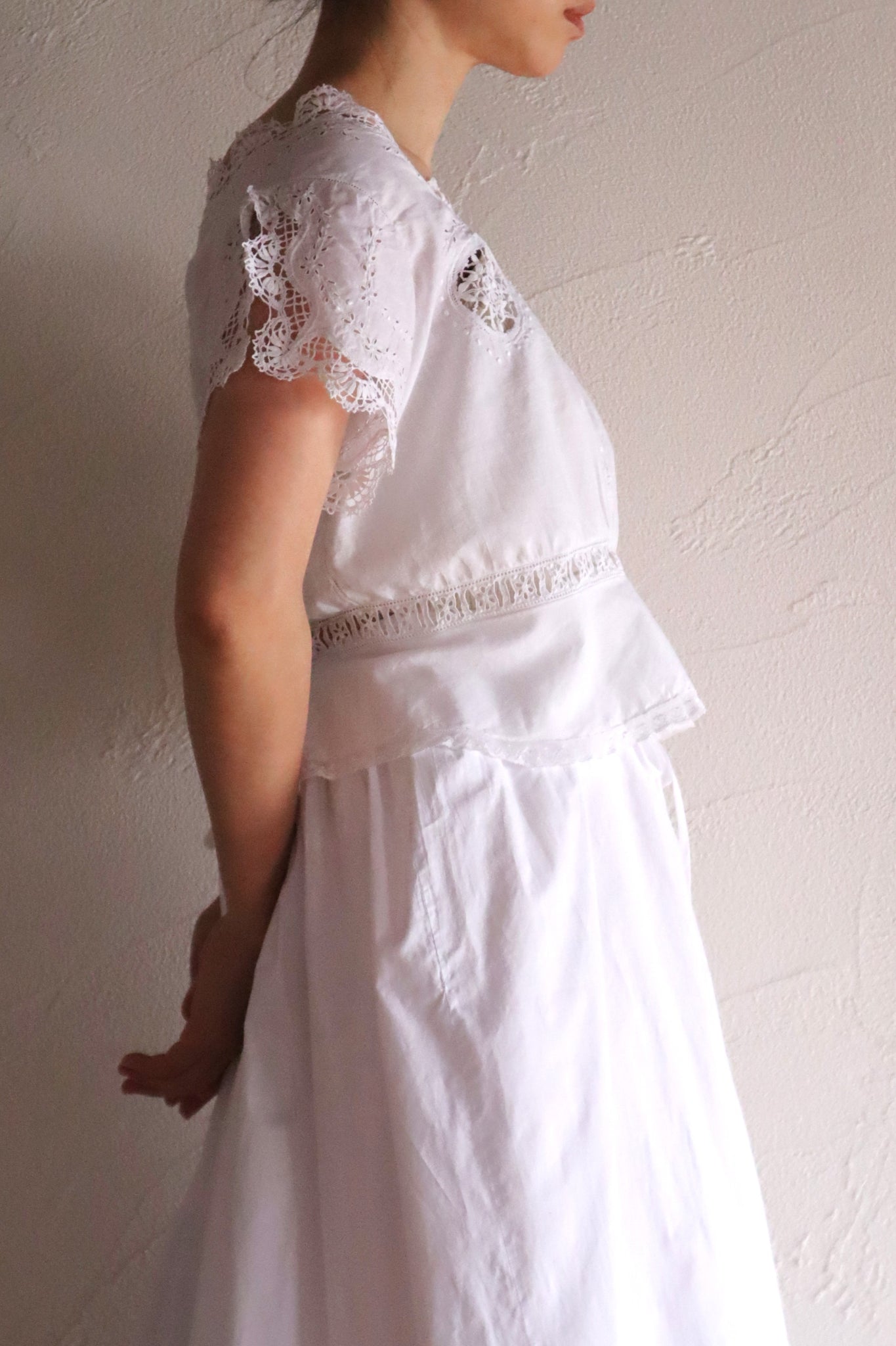 1900s Hand Embroidered Corset Cover with Velenciennes Lace