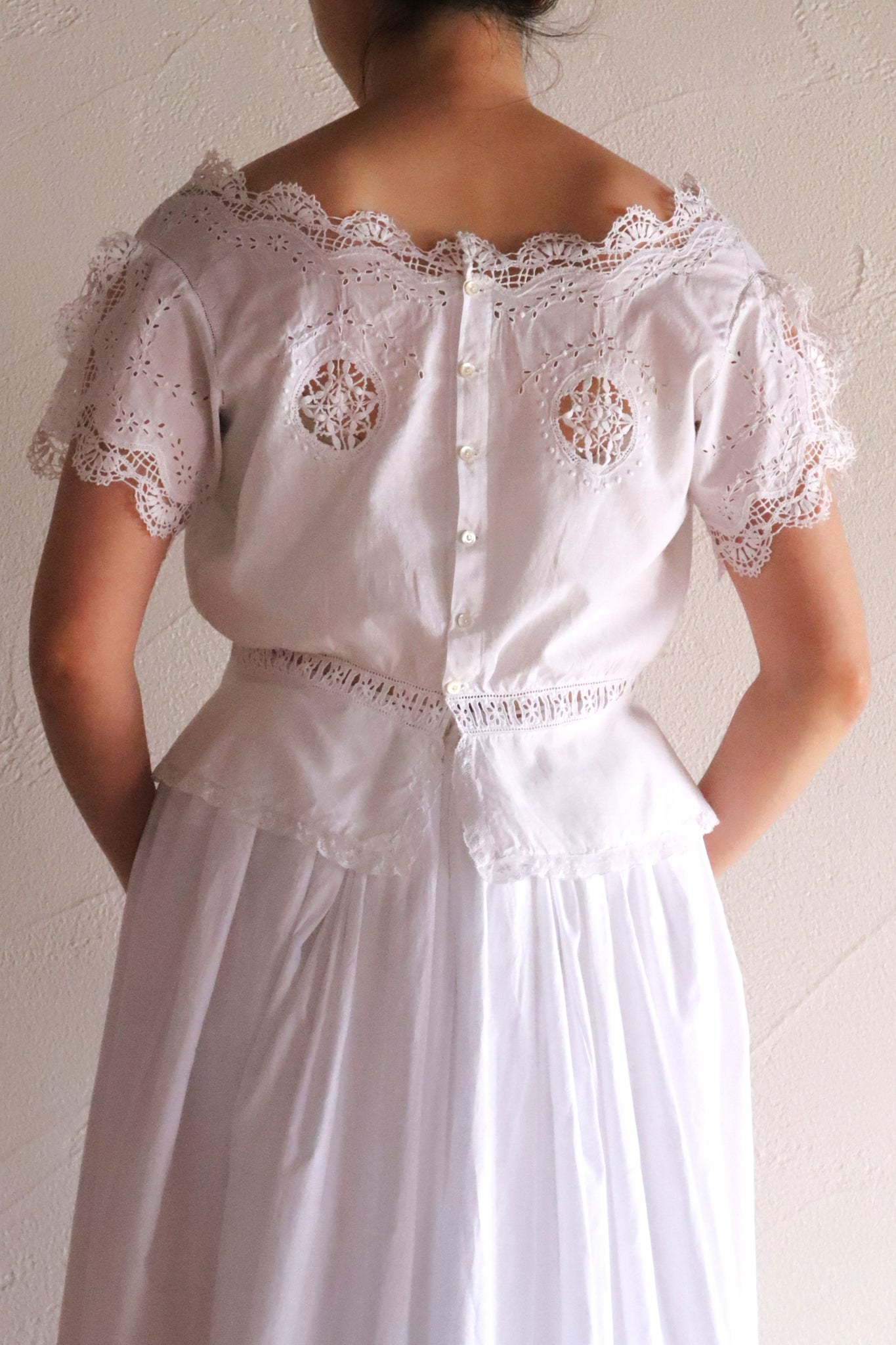 1900s Hand Embroidered Corset Cover with Velenciennes Lace