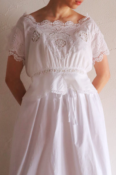 1900s Hand Embroidered Corset Cover with Velenciennes Lace