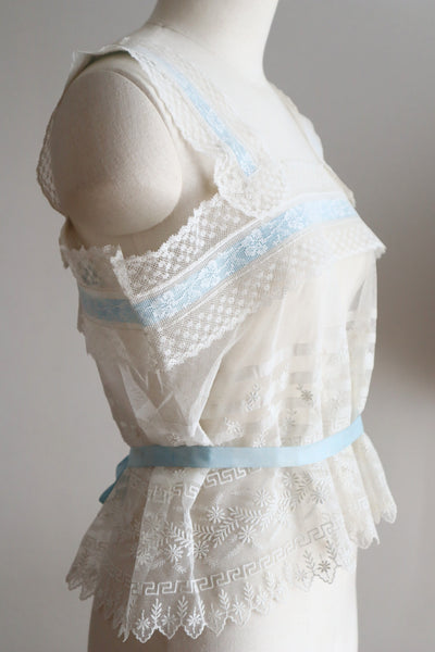 Handcrafted French Antique Lace Corset Cover
