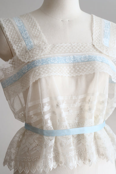 Handcrafted French Antique Lace Corset Cover