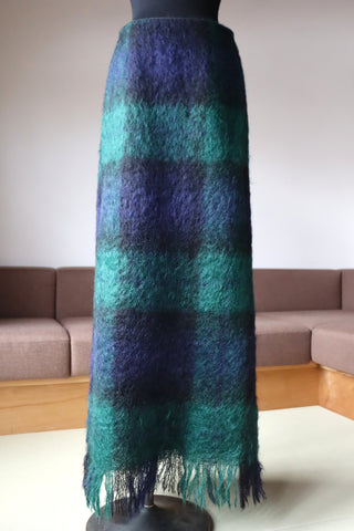 70s Scottish Green×Navy Mohair Skirt