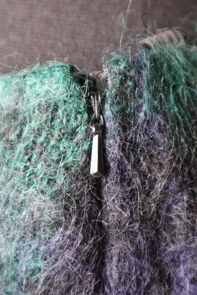 70s Scottish Green×Navy Mohair Skirt