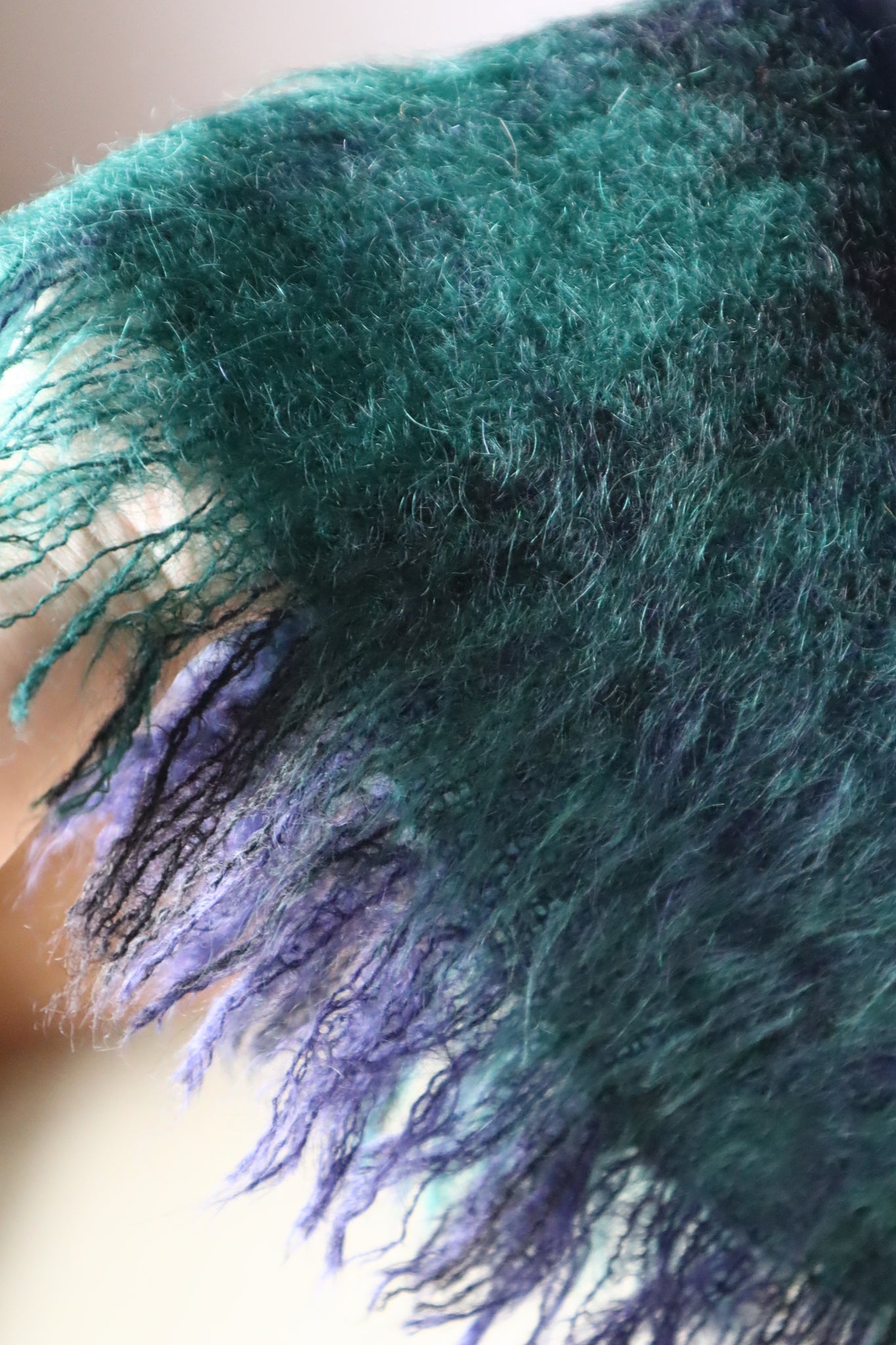 70s Scottish Green×Navy Mohair Skirt