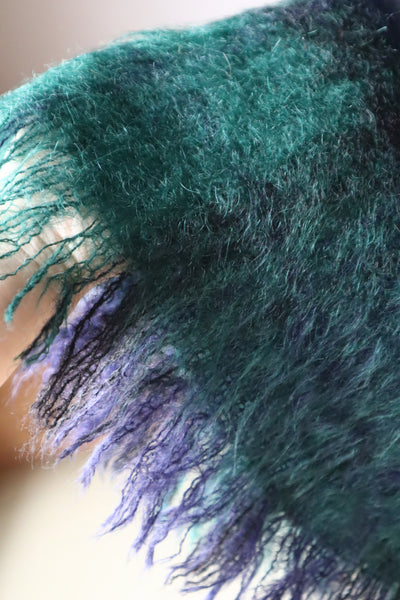 70s Scottish Green×Navy Mohair Skirt