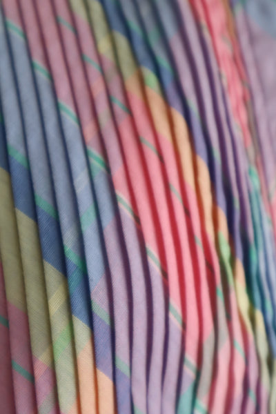 70s Pastel Rainbow Cotton Checked Maxi Dress