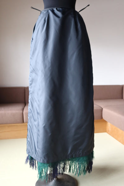 70s Scottish Green×Navy Mohair Skirt