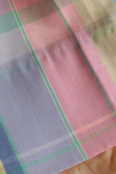 70s Pastel Rainbow Cotton Checked Maxi Dress