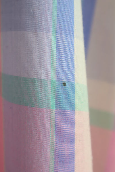 70s Pastel Rainbow Cotton Checked Maxi Dress