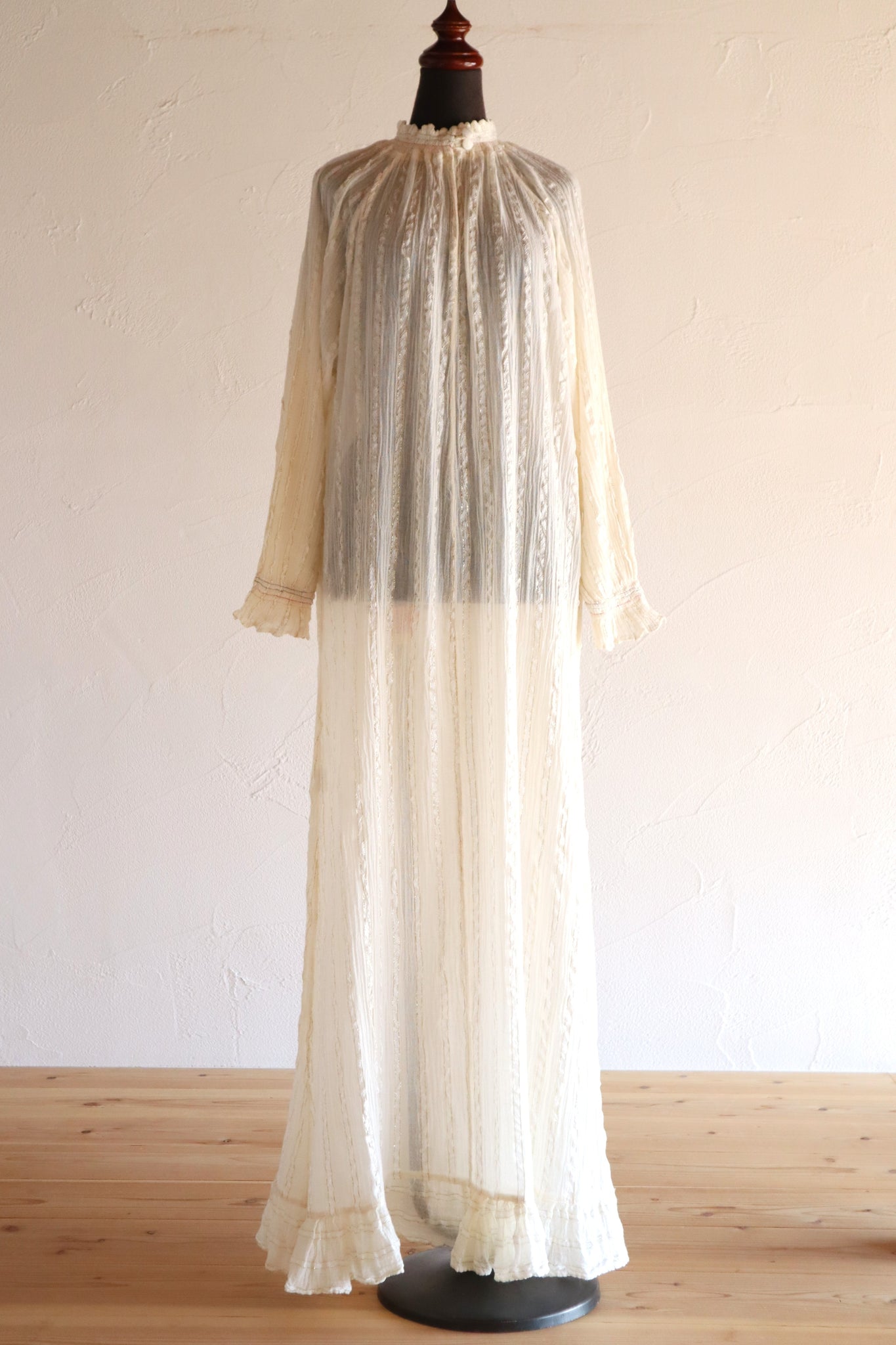 1990s Greek Cotton Gauze Maxi Dress