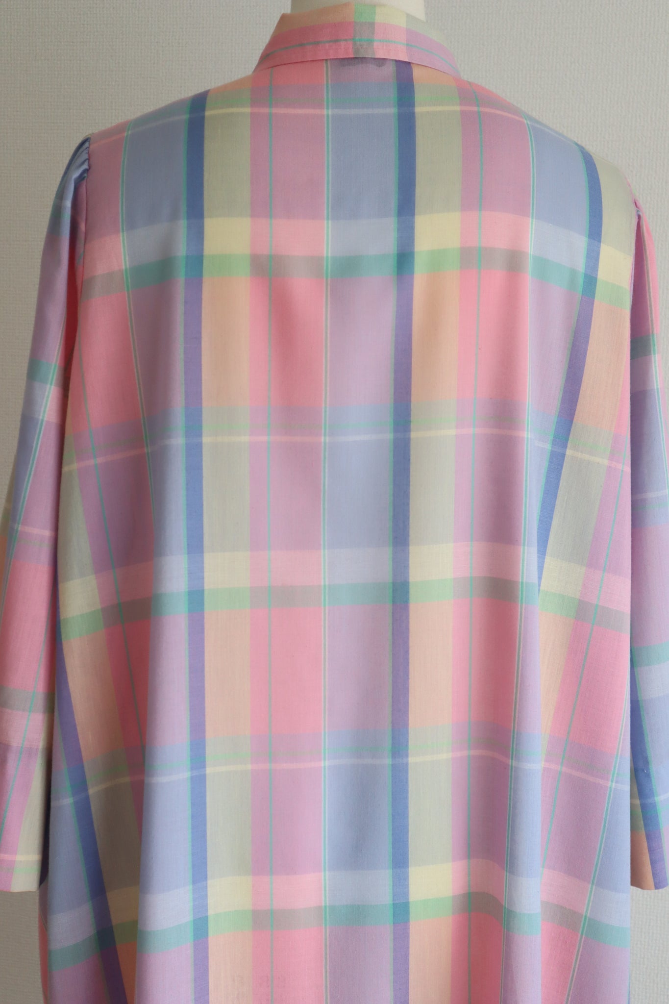 70s Pastel Rainbow Cotton Checked Maxi Dress