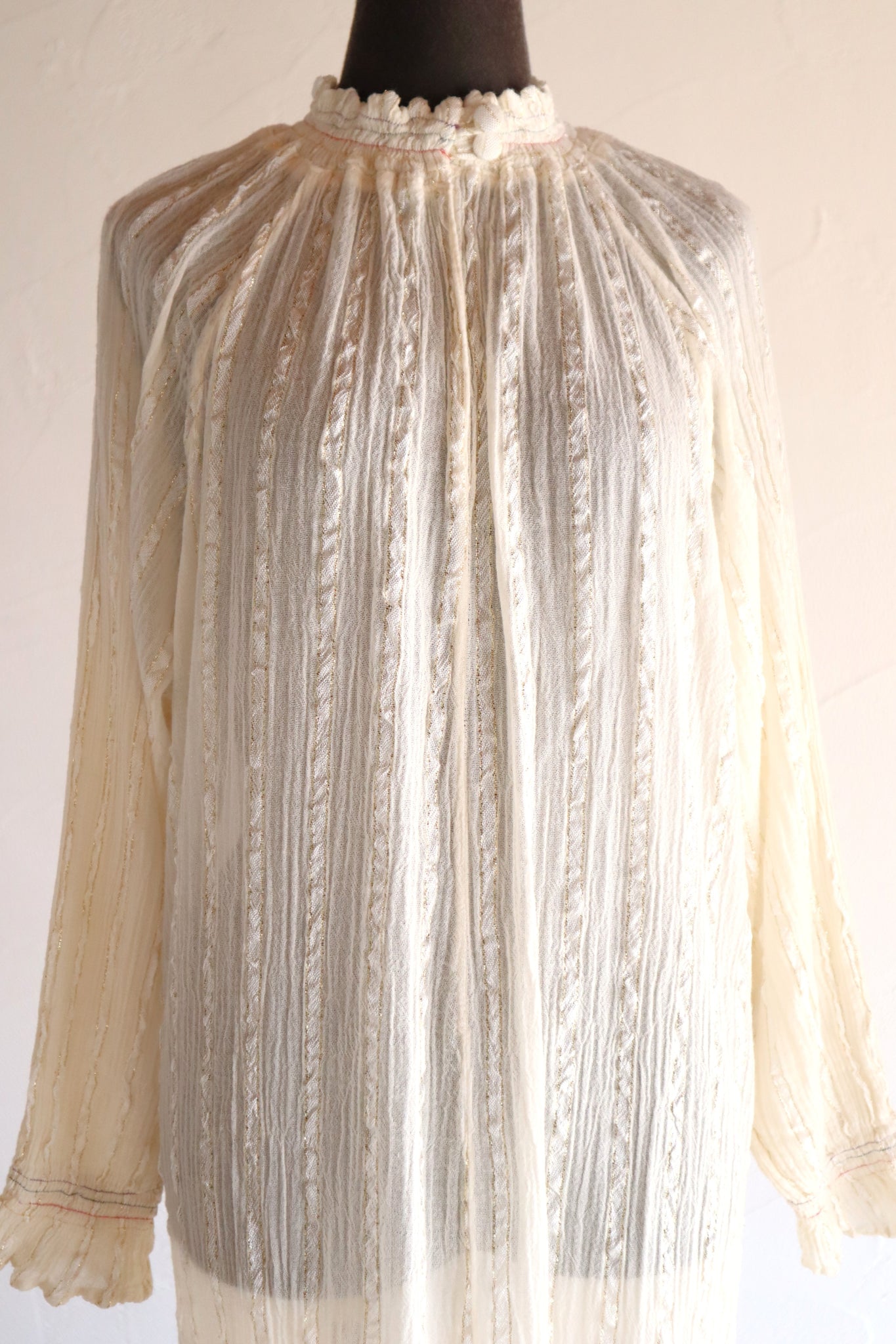 1990s Greek Cotton Gauze Maxi Dress