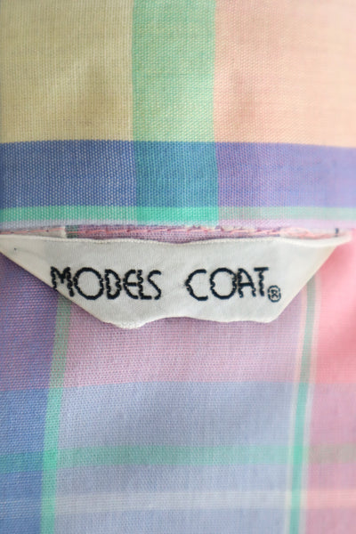 70s Pastel Rainbow Cotton Checked Maxi Dress