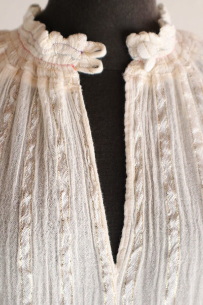 1990s Greek Cotton Gauze Maxi Dress