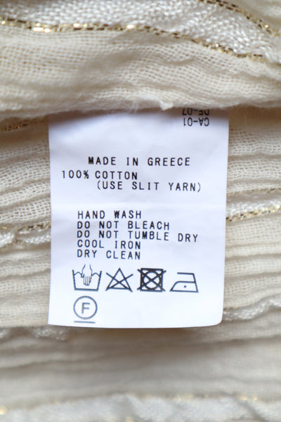 1990s Greek Cotton Gauze Maxi Dress
