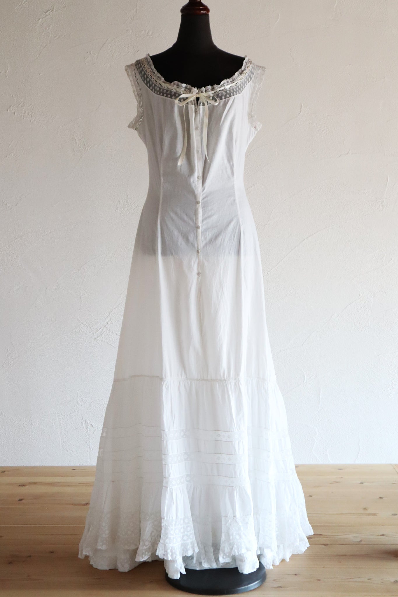 1910s French Valenciennes Lace Cotton Dress