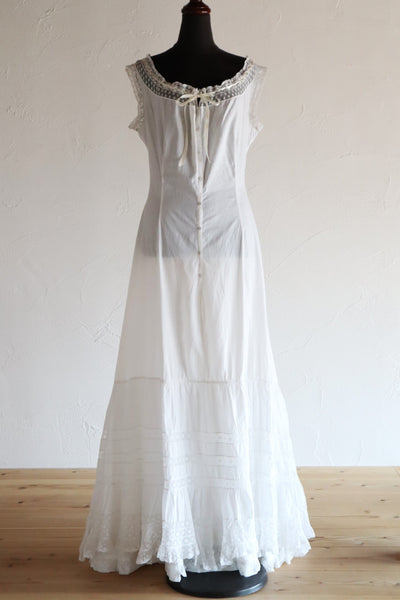 1910s French Valenciennes Lace Cotton Dress