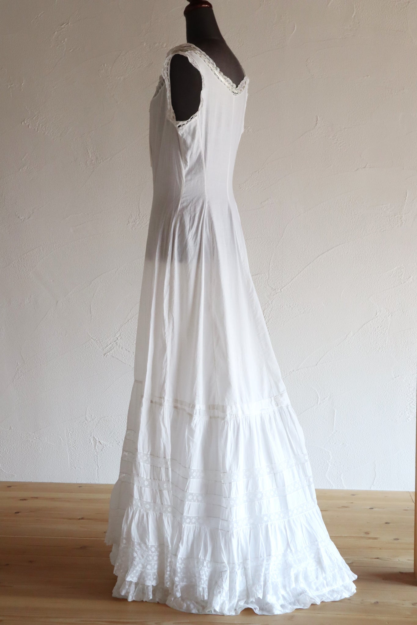 1910s French Valenciennes Lace Cotton Dress