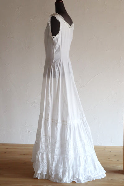 1910s French Valenciennes Lace Cotton Dress