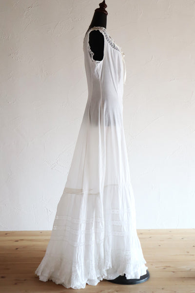 1910s French Valenciennes Lace Cotton Dress
