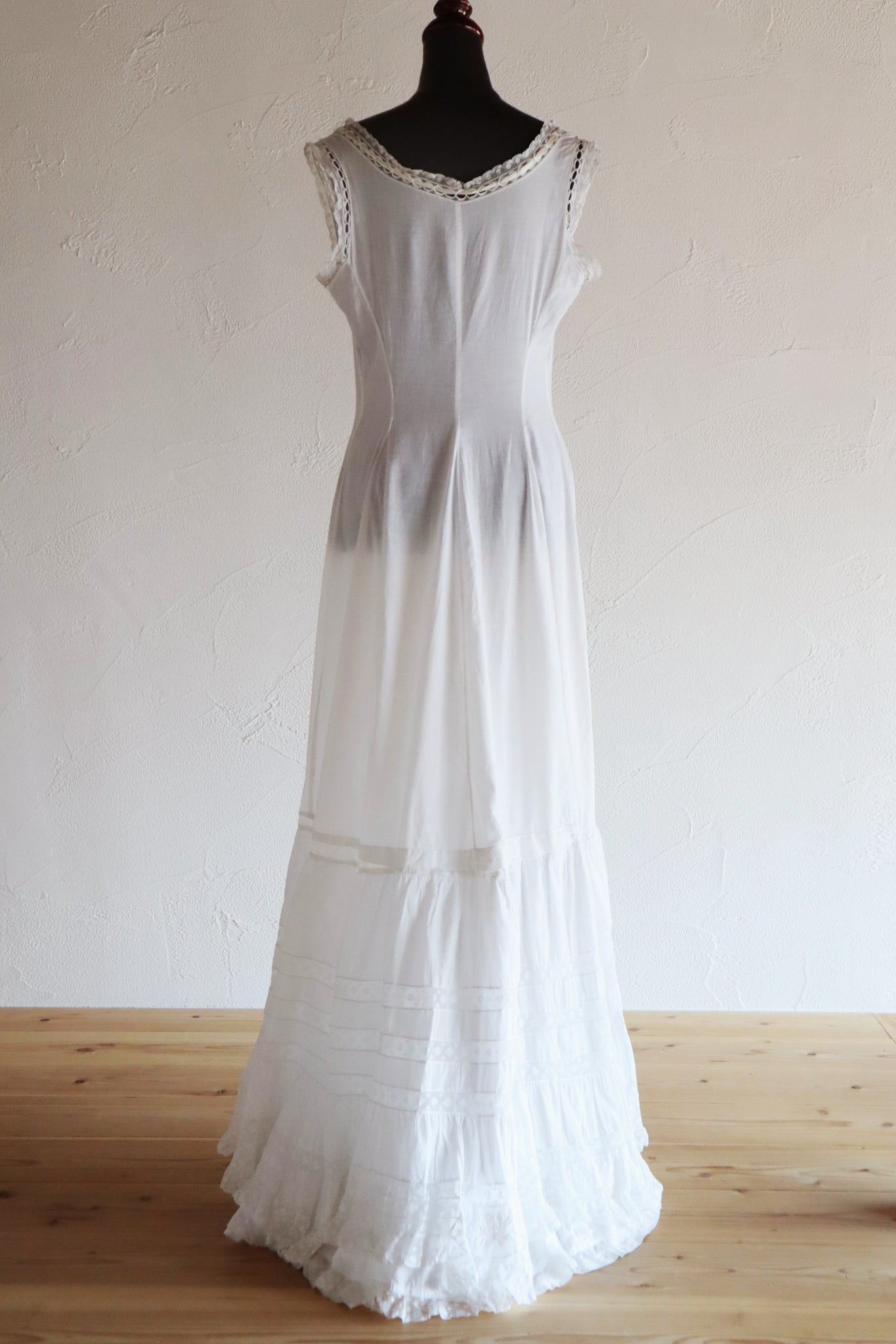 1910s French Valenciennes Lace Cotton Dress