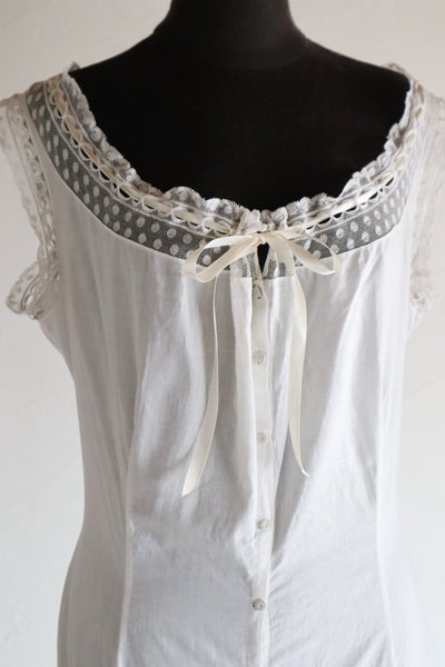 1910s French Valenciennes Lace Cotton Dress