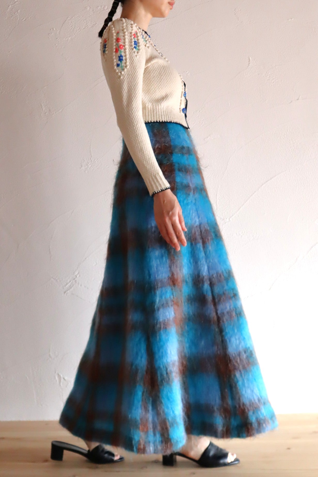 70s Scottish Blue Mohair Skirt