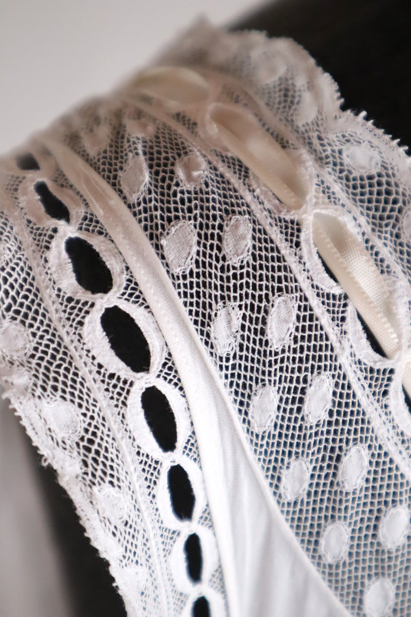 1910s French Valenciennes Lace Cotton Dress