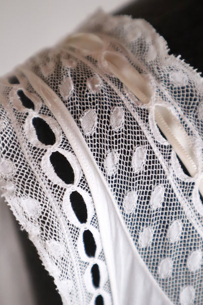 1910s French Valenciennes Lace Cotton Dress