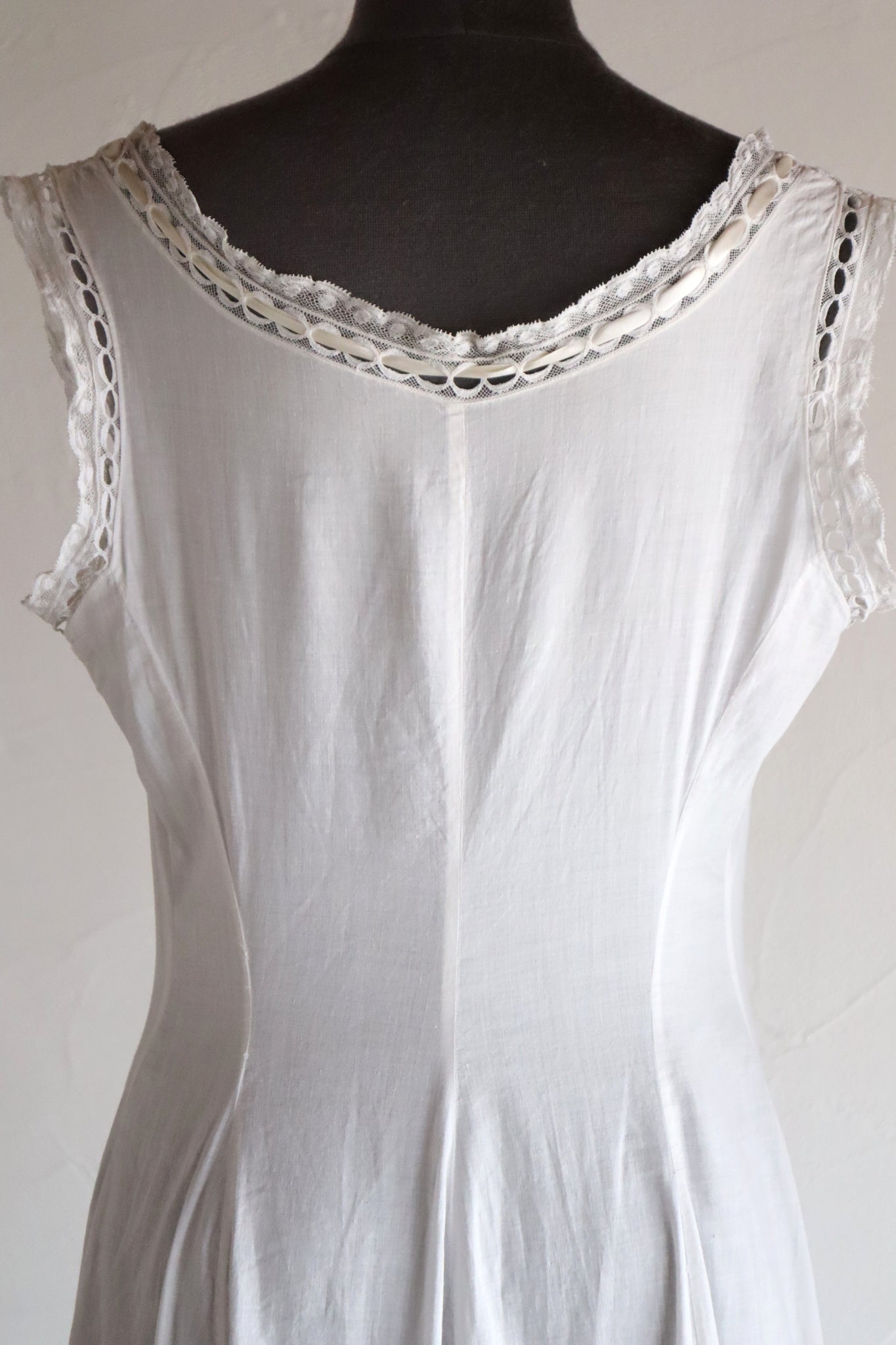 1910s French Valenciennes Lace Cotton Dress