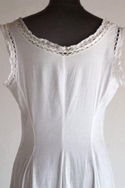 1910s French Valenciennes Lace Cotton Dress