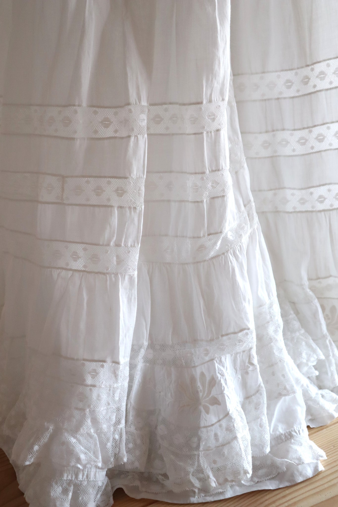 1910s French Valenciennes Lace Cotton Dress