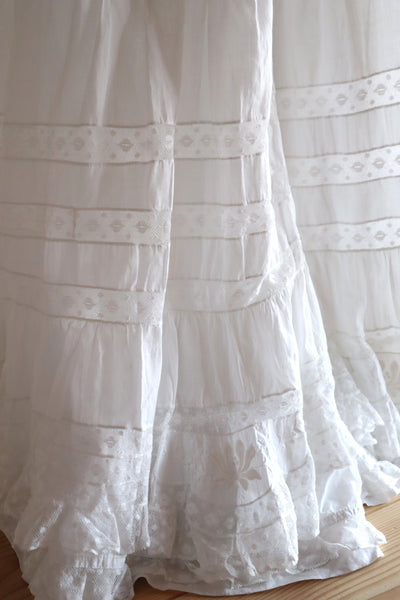 1910s French Valenciennes Lace Cotton Dress